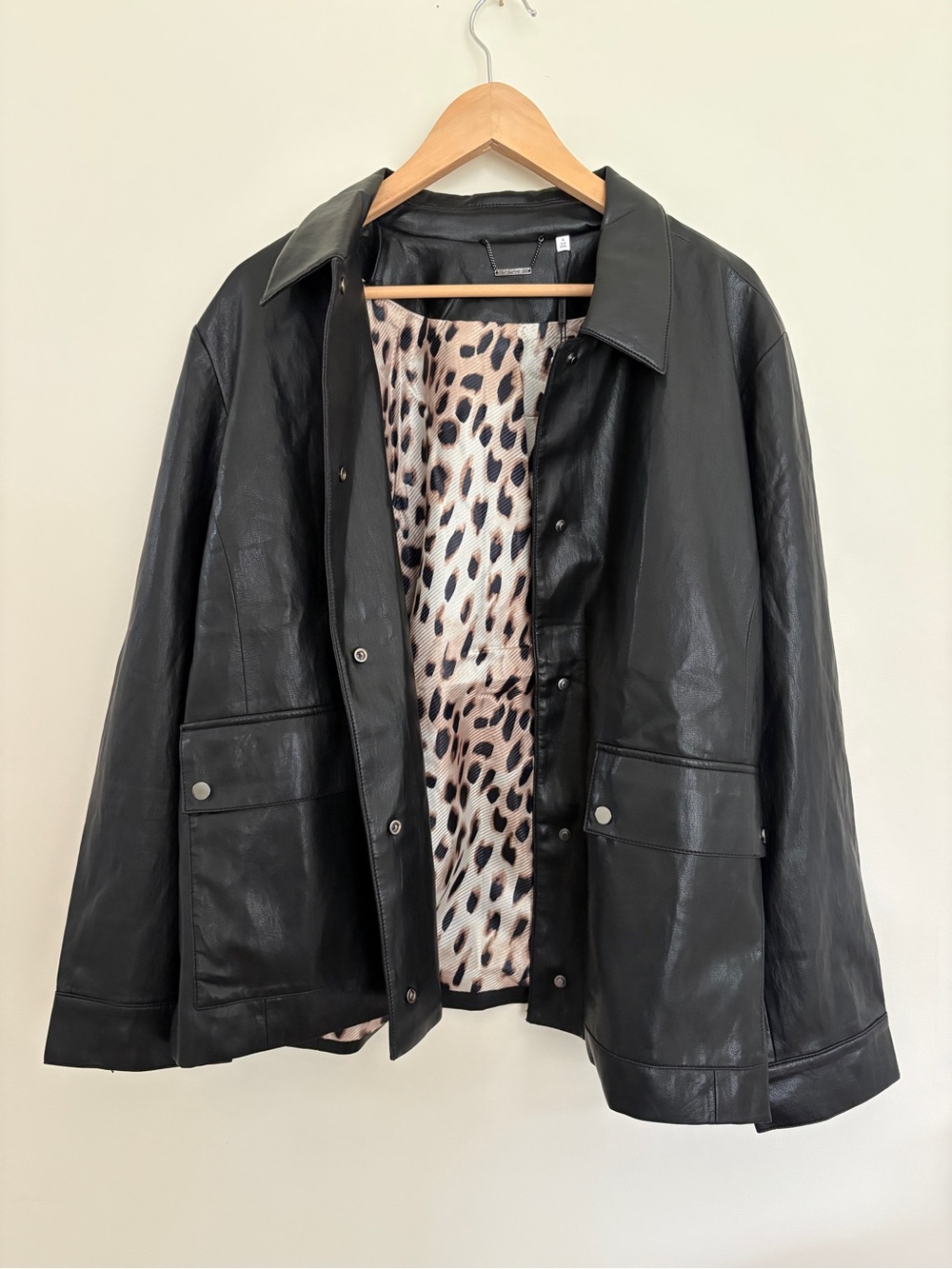 Chicos NEW Snap Front Faux Leather Jacket 4 XL - Picture 3 of 8
